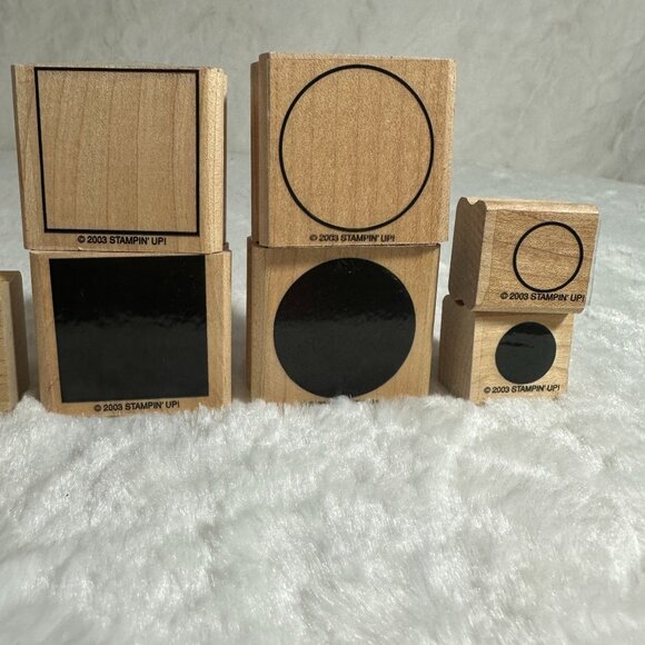 Stampin Up! 2003 Wood-Mounted Rubber Stamps - Set of 7 Simple Shapes 10 Piece - Picture 3 of 8